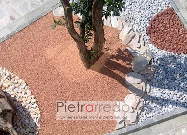 aiuola decorata con ghiaietto granulato rosso verona costi prezzo pietrarredo milano arredo giardino zen giapponese