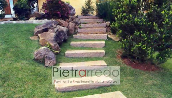 gradini per giardino gradoni in pietra grezza per passaggio con dislivello contenimento terra prato prezzo pietrarredo milano