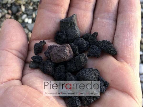 lapillo vulcanico nero per aiuole giardini e decorazione stone garden prezzo pietrarredo milano costi zandobbio granulati