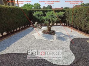 offerta granulato in pietra sassolini ghiaietto per giardini nero ebano bianco carrara prezzo costi stone garden gravels zandobbio