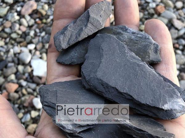 offerte ardesia in scagli nera per giardini garden stone gravel slate blak pietrarredo milano giapponesi stone design zandobbio