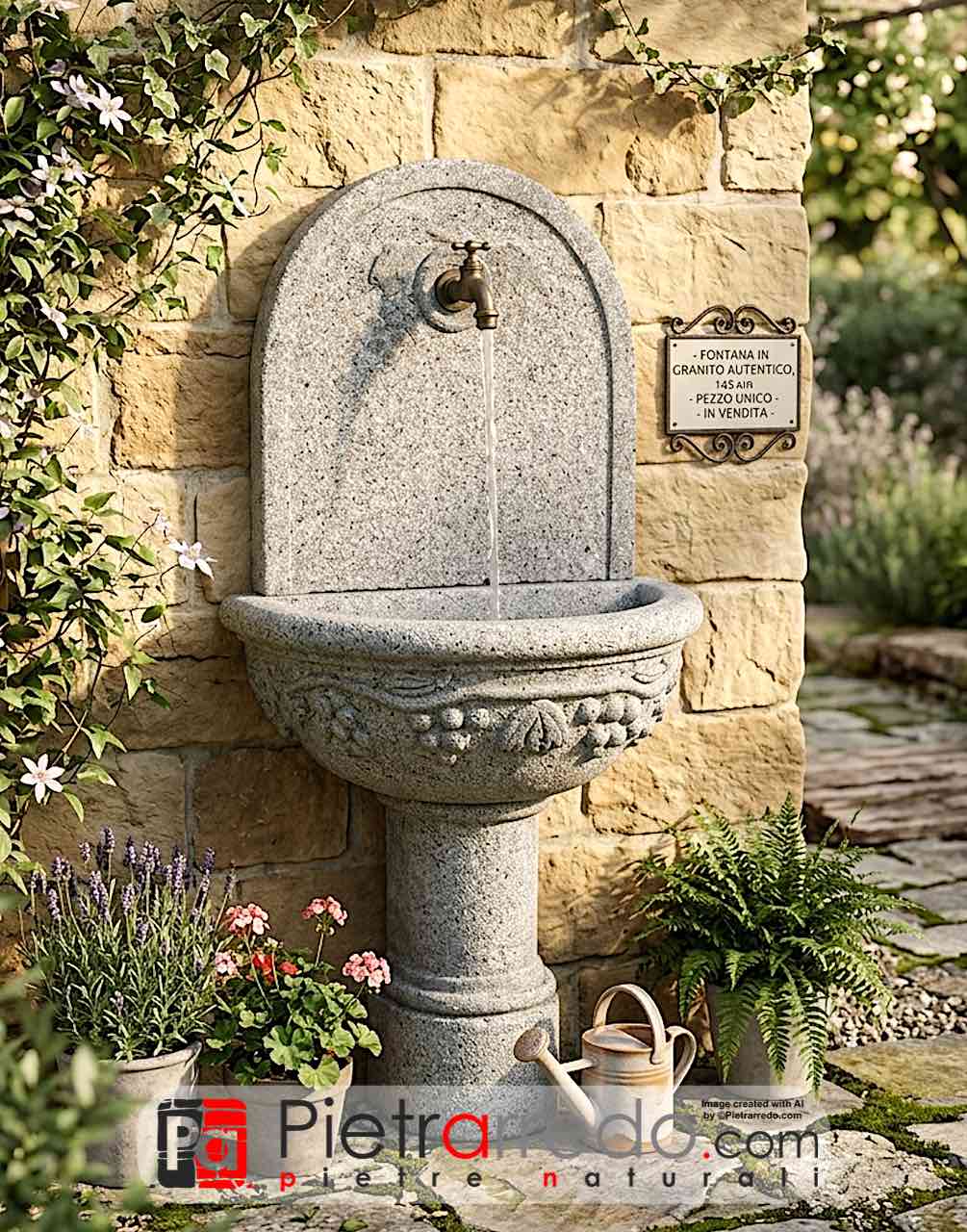 Fontana in granito, modello “IMPERO” (Grigia o Rosa)