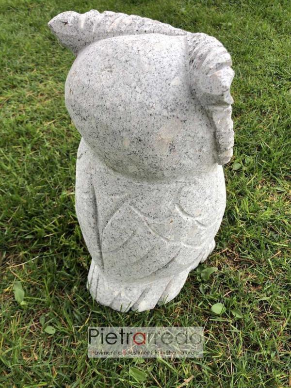 offerta e pezzi animali da giardino gufo civetta in granito pietra a mano scalpellinato decorativo bello pietrarredo prezzo costi
