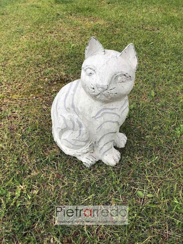 gatto in pietra sasso fatto a mano sasso per arredo giardino garden stone pietrarredo milano prezzo