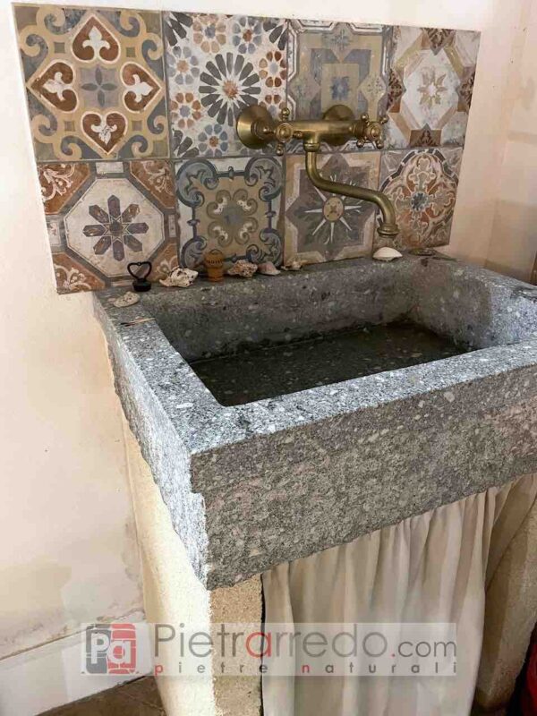 lavello lavandino in granito 50x70 cm sasso rustico fatto a mano prezzo pietrarredo