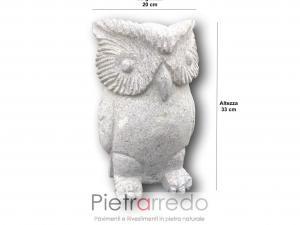 offerta animaletti da giardino gufo civetta pietra granito stone garden deco prezzo pietrarredo milano