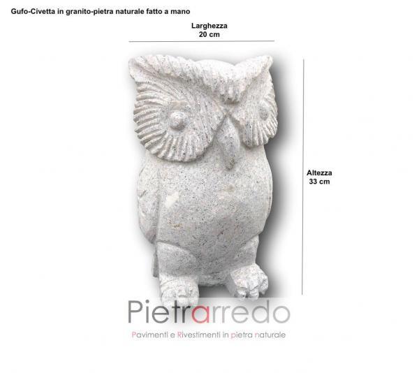 offerta animaletti da giardino gufo civetta pietra granito stone garden deco prezzo pietrarredo milano