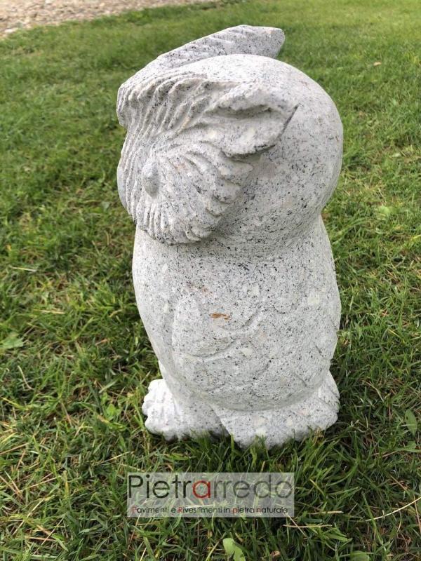 offerta e prezzo gufo e civetta in granito pietra fatta a amano costo stone garden zen giapponese pietrarredo milano