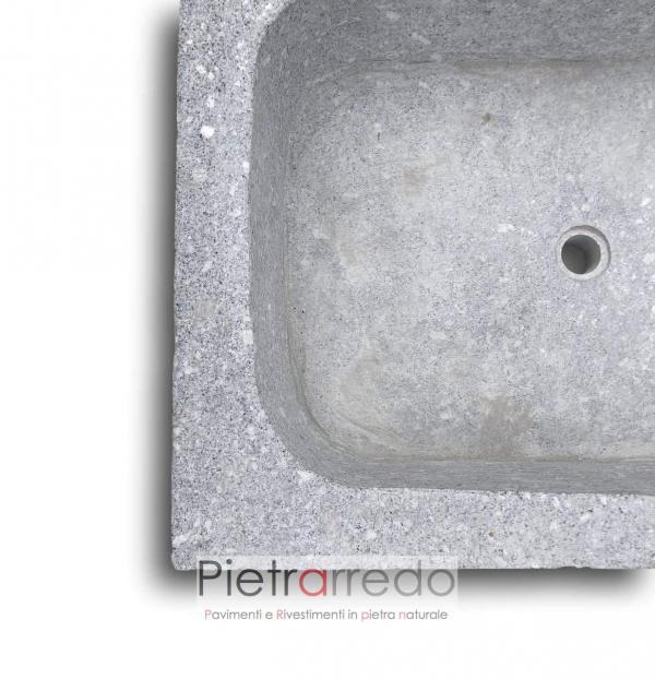 offerta vaschetta per lavandino lavabo in pietra granito anticato per rustico prezzo pietrarredo milano