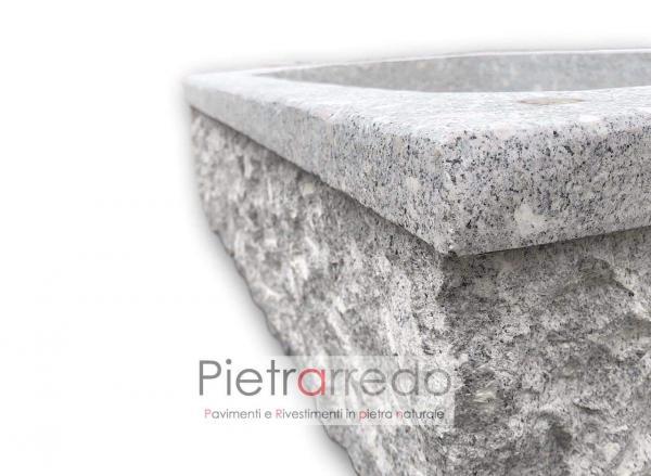 vasca lavandino in granito scavato a mano anticato 70x50 cm pietrarredo prezzo milano