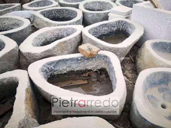 blocchi di pietra saso scavato in ciottolo di fiume prezzo pietrarredo milano costo
