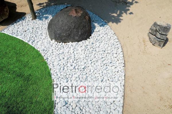 ciottolo in pietra sasso bianco per decorazioni bianco carrara prezzo stone garden design offerte pietrarredo