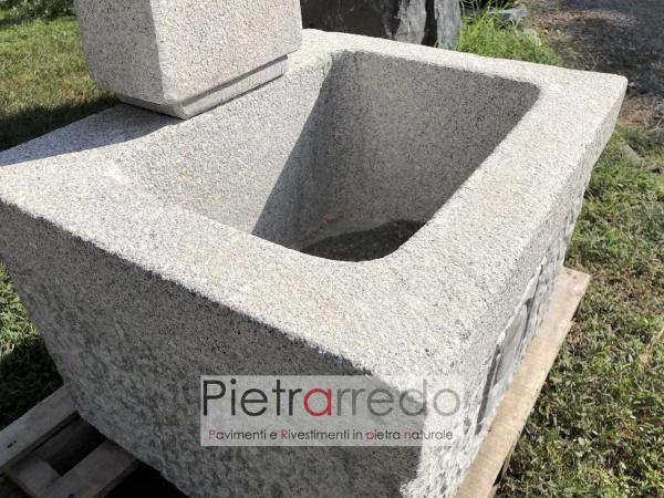 fontana elegante in pietra vasca sasso bianco montorfano sardo pepe pietrrarredo milano costo