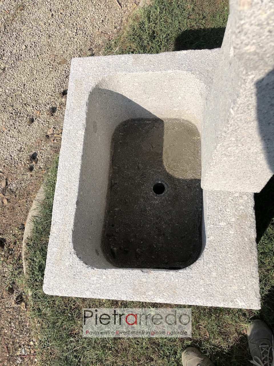 fontana in granito grigio da terra pietrarredo milano roma prezzo costo fatta a mano rustica