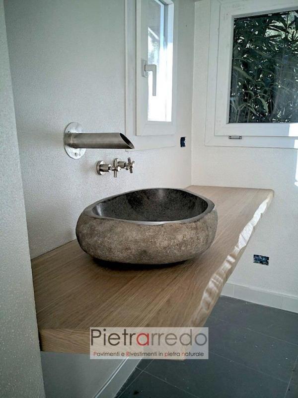 lavandino in pietra sasso di fiume per arredo bagno elegante ciottolo segato prezzo pietrarredo milano