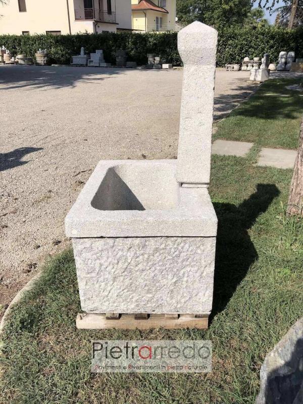 offerta e prezzo fontana in pietra granito grigio rustico casciona casale borgo antico lavatoio pietrarredo milano