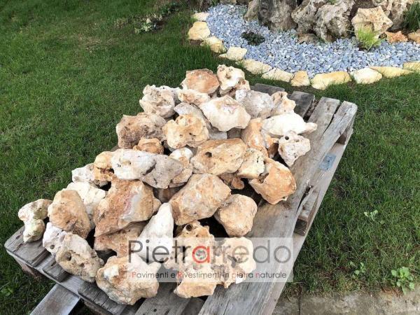 pietra ornamentale di trani travertino beige per decorazione giardini stone city zandobbio prezzo pietrarredo