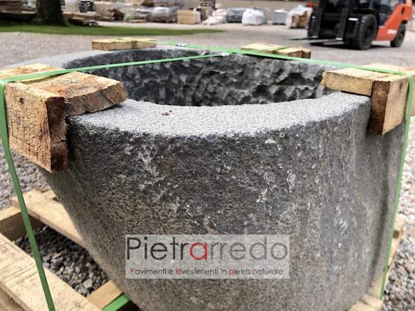 vasca grewzza in pietra sasso scavato rustico per lavandino lavello arredo giardino prezzo costi pietrarredo milano
