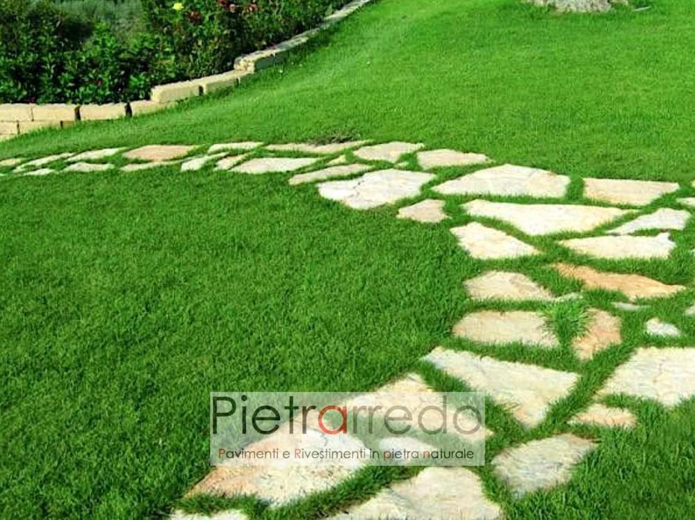 offerta prezzo vialetto camminamento passaggio su prato pietra naturale antiqua pietrarredo milano scorza di trani gigante