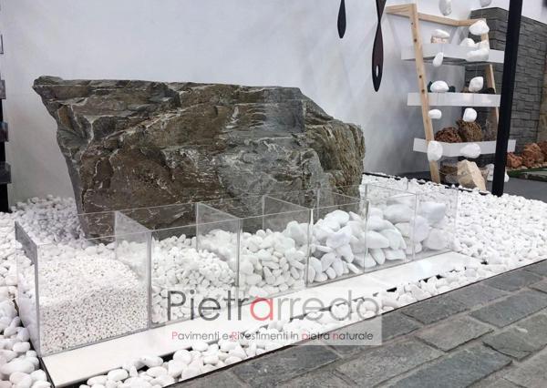 ciottolo per arredo giardino in marmo di thassos bianco puro pietrarredo milano costi prezzo stone garden zandobbio
