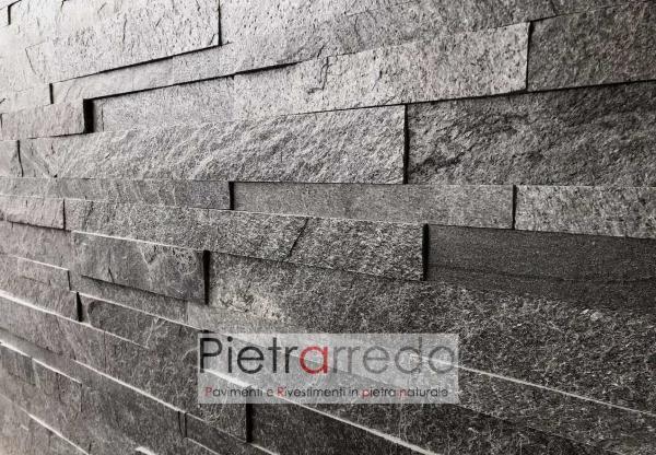 multilistelli per pareti da rivestire in sasso pietra naturale silver grey pietrarredo milano muri stone strips price costi offerta