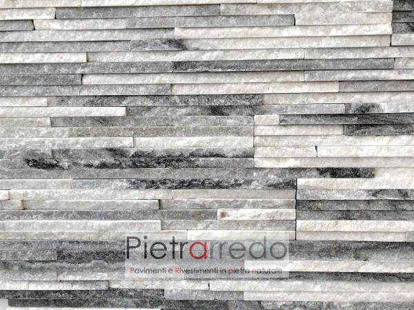 parete elegante in pietra naturale moderna grigio nero bianco brillante colore ghiaccio pietrarredo milano prezzo costo parete