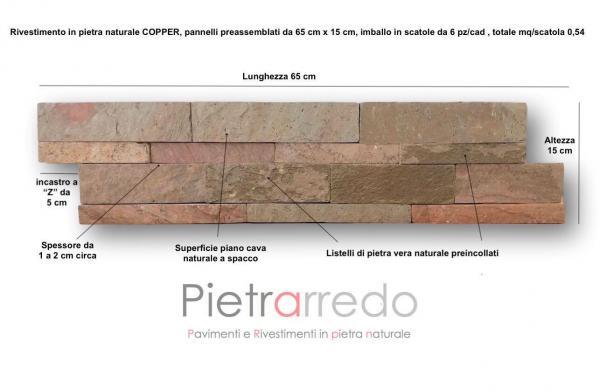 pietra per facciate e pareti copper listelli rame ramato metal red gontero costo pietrarredo milano