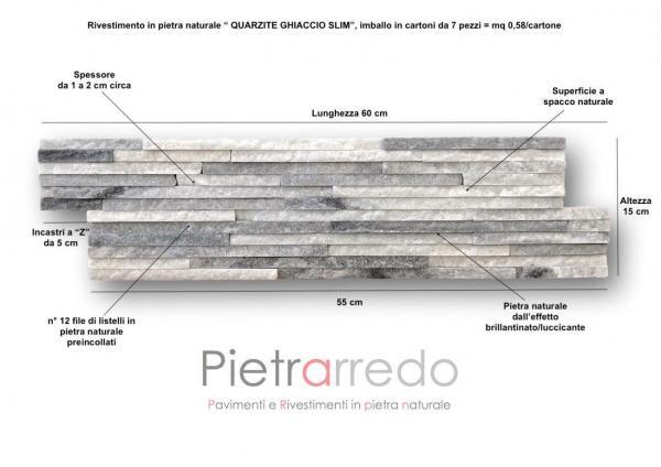 placche decorative per pareti e facciate a liste piccole quarzite ghiaccio pietrarredo milano costo