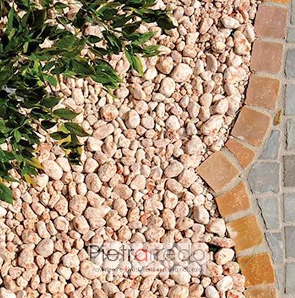 aiuola decorata con ciottolo rosso verona colore rosa pietrarredo milano costo prezzo stone city