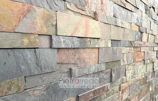 ardesia multicolor indian stone cladding wall pietrarredo Milano italy price