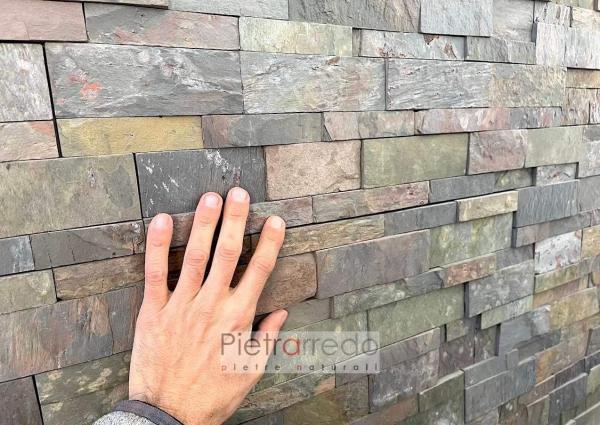 offerta e vendita listelli scaglie rivestimenti in pietra naturale per pareti e facciate prezzo ardesia slate indian multicolor autumn
