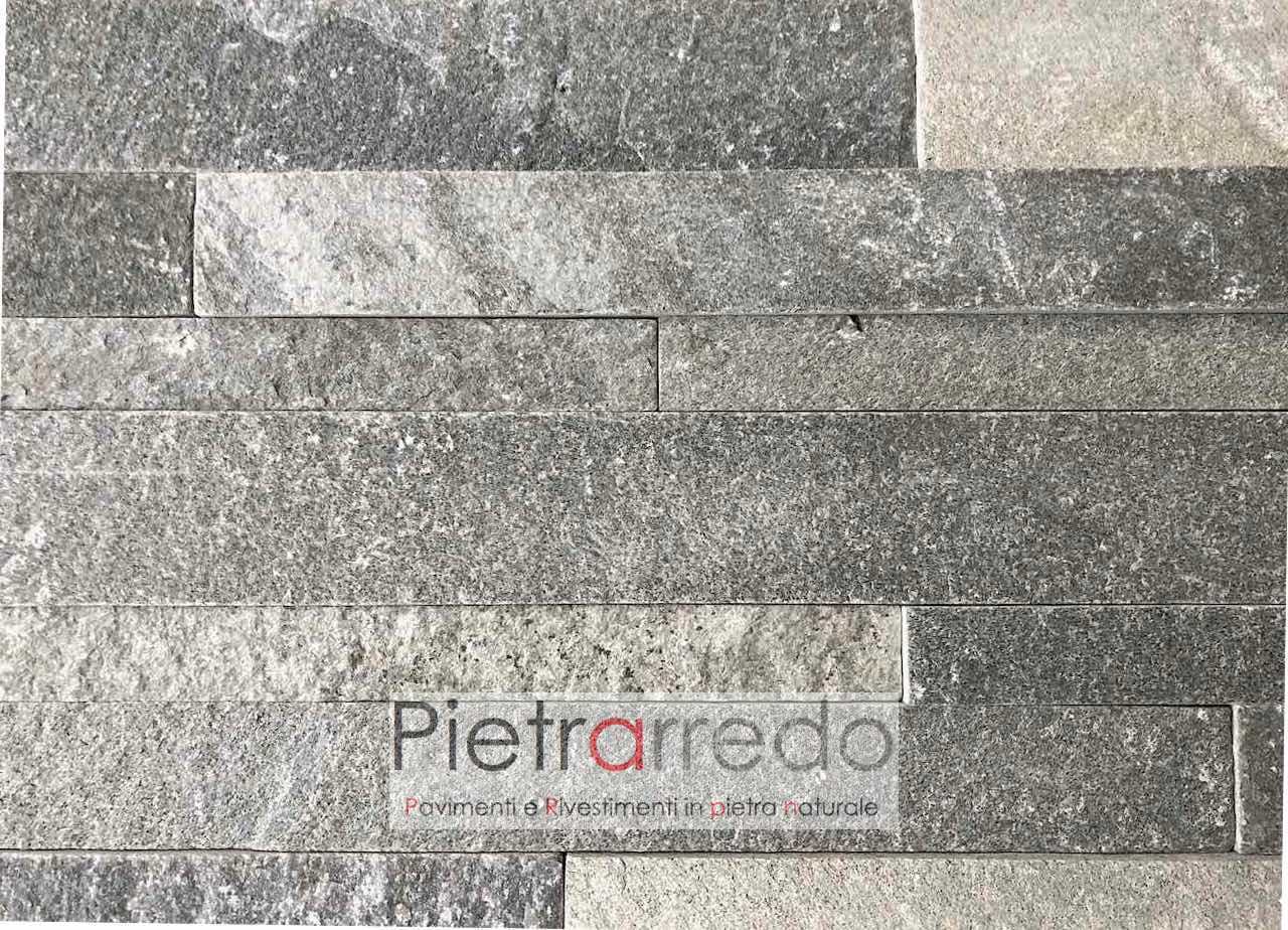 prezzo rivestimento in pietra grigia listelli lunghi per facciate multilistello costo pietrarredo price grey stone cladding