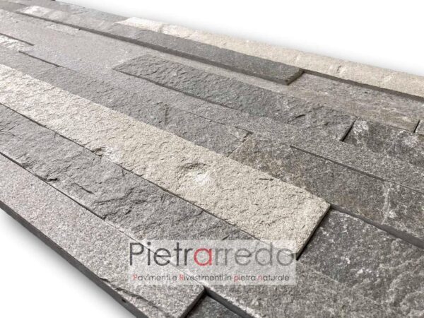 quarzite grigia grey slate grigio multilistello prezzo costi offeta pietrarredo muro stone cladding price singol strips grey