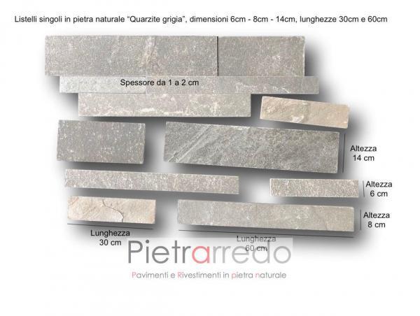 quarzite murales pietra a listelli grigio pietrarredo prezzo singol strips stone price costi per facciate