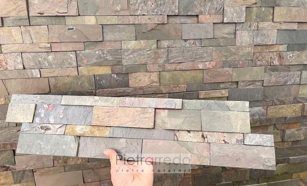 vendita on sale stone cladding stips pietrarredo slate multicolor for wall italy