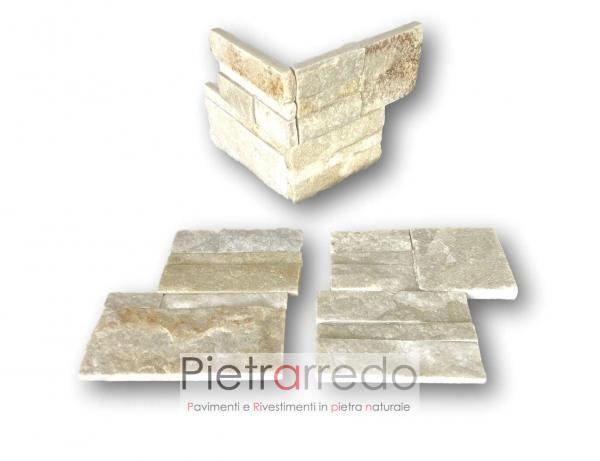 costo angoli per rivestire pilastri in pietra naturale quarzite beige scozzese pietrarredo milano placche stone cladding panel