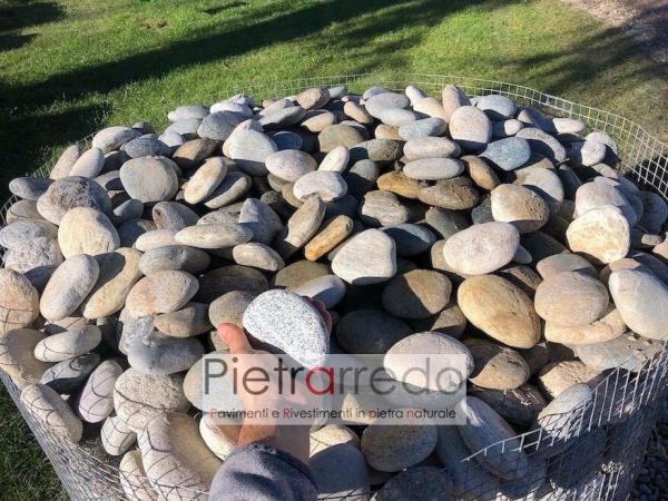 Ciottolo di fiume piatto ticino misto prezzo stone garden pebbles price piattina pietrarredo Milano
