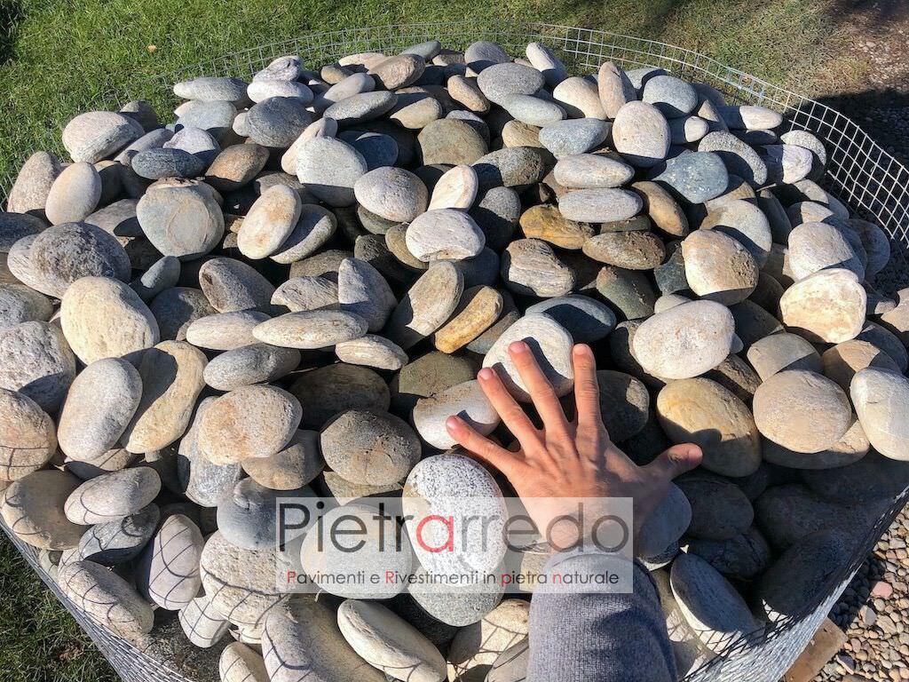 offerta sasso ciottolo piatto per arredo giardino roccioso fiume Ticino prezzo pietrarredo