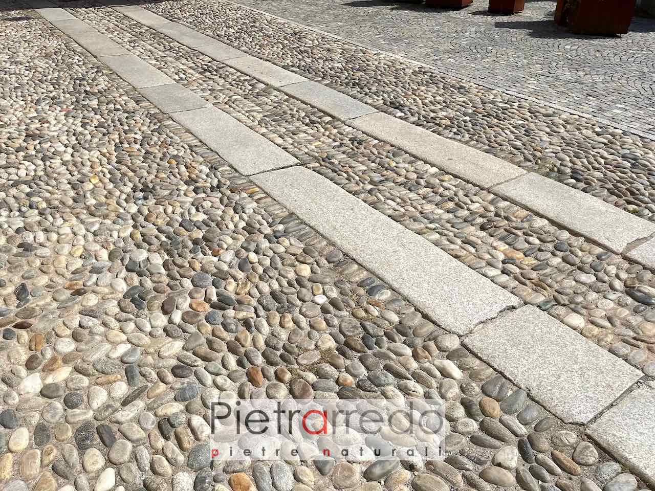 pavimento con ciottolo fiume misto selciato romano classico pietra pietrarredo prezzo milano