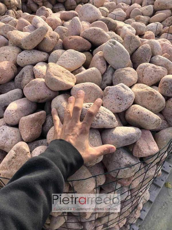 vendita ciottolo di 10 centimetri per arredo giardino zen giapponese colore rosa prezzo pietrarredo pink pebbles