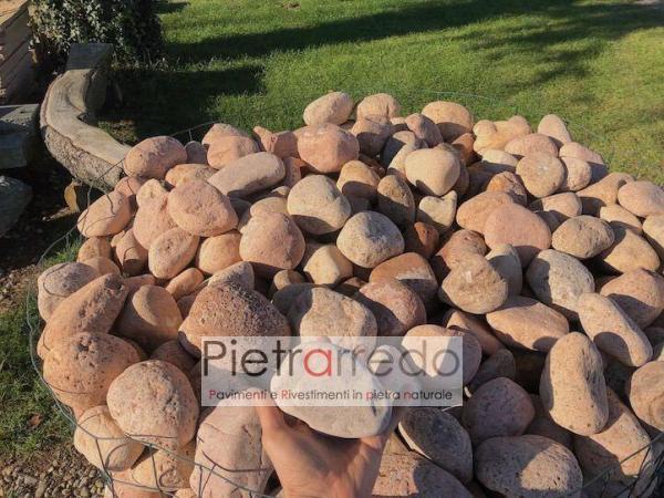 vendo bancale cassa di sassi ciottolo di fiume rosa per decorazione giardini stone garden price pietrarredo rosa