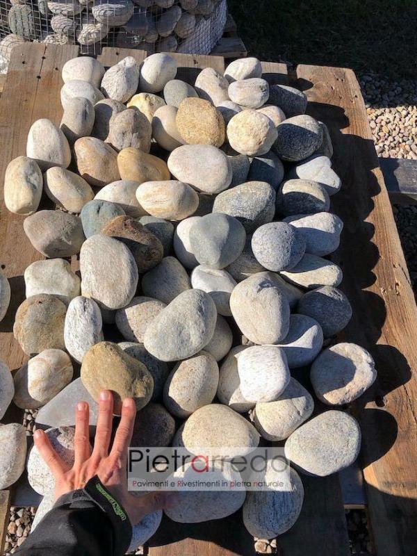vendo sassi di fiume ciottolo per giardini giapponesi ricciosi prezzi 10 cm stone zen price pietrarredo