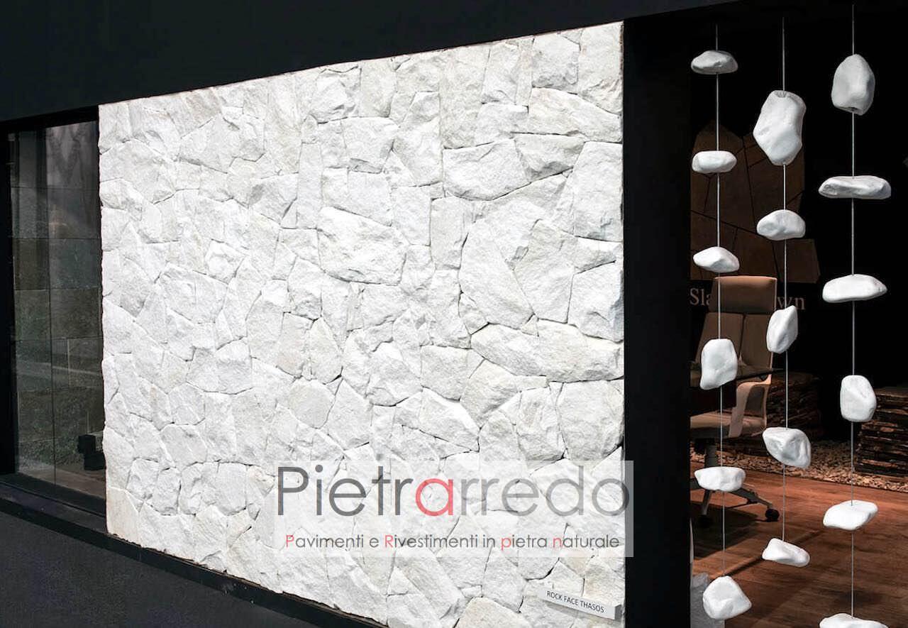 muro rivestimento bianco puro brillante thasos a spacco secco moderno prezzo pietrarredo stone white