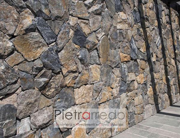 parete rivestimento pietra aosta vera naturale pietrarredo milano costo muro secco stone cladding grey price