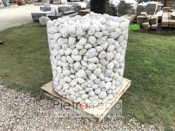 ciottolo offerta di fiume bianco quarzo pebbles white ticino sassolino 8-10 cm pietrarredo costo aiuole arredo giardino