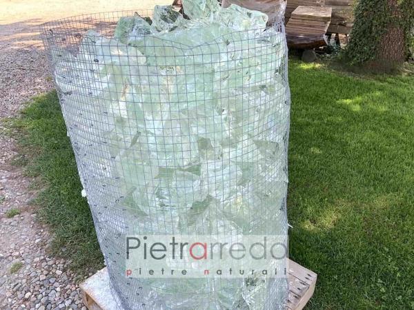 offerte per vetro a spacco trasparente per aiuole gabbie cinte giardini prezzi pietrarredo stone garden glass white