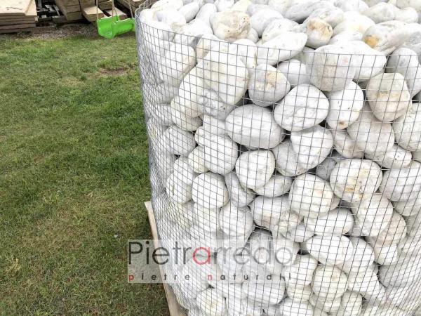 sacchi ciottolo bianco quarzo arreo giardino stona garden white pebbles