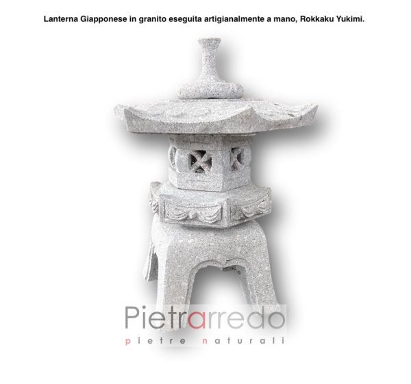 Lanterna giapponese in granito rokkaku yukimi offerta costo bella giardini zen giapponesi costo elegante stone garden lantern