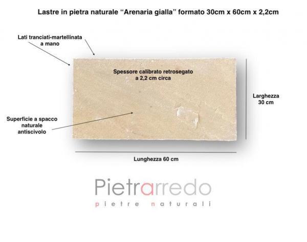 lastra in pietra arenaria gialla 30cm x 60cm retrosegata offerta pietrarredo pavimento esterno