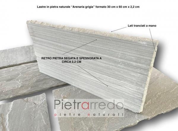 lastre in pietra arenaria grigia autumn grey kandla prezzi costo pavimento pietrarredo milano 30x60cm